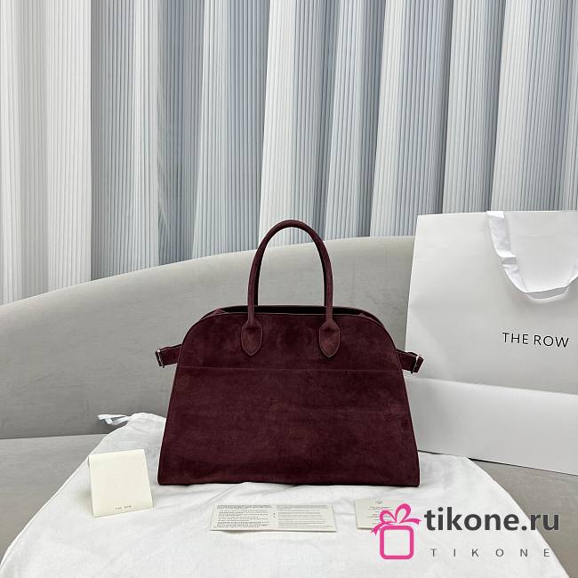 The Row Soft Margaux 15 Bag in Suede Burgundy - 38×24×27cm - 1