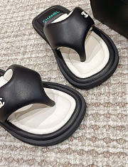 Chanel Lambskin Material Flip Flops Sandals Black - 6