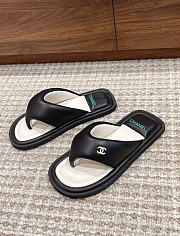 Chanel Lambskin Material Flip Flops Sandals Black - 2