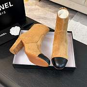 Chanel Short Boots Suede Calfskin & Lambskin Light Brown & Black 90mm - 3