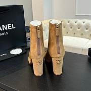 Chanel Short Boots Suede Calfskin & Lambskin Light Brown & Black 90mm - 6