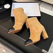 Chanel Short Boots Suede Calfskin & Lambskin Light Brown & Black 90mm - 5