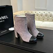 Chanel Short Boots Suede Calfskin & Lambskin Gray & Black 90mm - 1