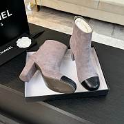 Chanel Short Boots Suede Calfskin & Lambskin Gray & Black 90mm - 2