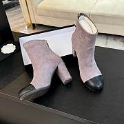 Chanel Short Boots Suede Calfskin & Lambskin Gray & Black 90mm - 5