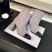 Chanel Short Boots Suede Calfskin & Lambskin Gray & Black 90mm - 6