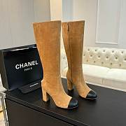 Chanel High Boots Suede Calfskin & Lambskin Light Brown & Black 90mm - 1