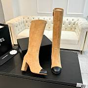 Chanel High Boots Suede Calfskin & Lambskin Light Brown & Black 90mm - 2