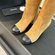 Chanel High Boots Suede Calfskin & Lambskin Light Brown & Black 90mm - 3