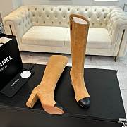 Chanel High Boots Suede Calfskin & Lambskin Light Brown & Black 90mm - 4