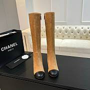 Chanel High Boots Suede Calfskin & Lambskin Light Brown & Black 90mm - 5