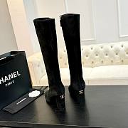 Chanel High Boots Suede Calfskin & Lambskin Black 90mm - 3