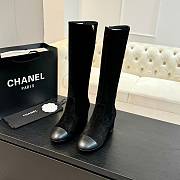 Chanel High Boots Suede Calfskin & Lambskin Black 50mm - 6