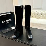 Chanel High Boots Suede Calfskin & Lambskin Black 50mm - 4