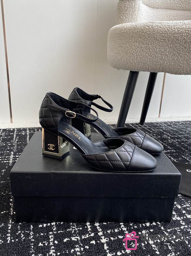 Chanel Mary Janes Leather Black 65mm - 1