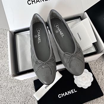 Chanel Ballet Flats Aged Calfskin Gray 