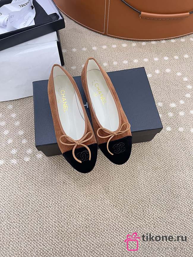 Chanel Ballet flats Velvet Brown & Black 10mm - 1