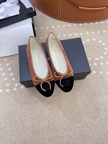 Chanel Ballet flats Velvet Brown & Black 10mm