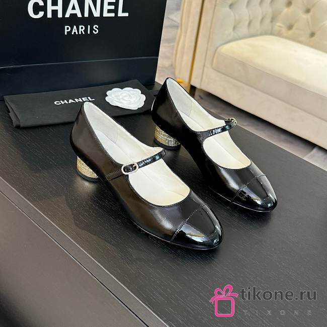 Chanel Mary Janes Shiny Calfskin & Patent Calfskin Black 35mm - 1