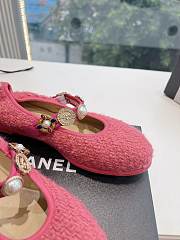 Chanel Mary Janes Wool Tweed, Imitation Pearls, Strass & Metal Pink 10mm - 6