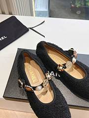 Chanel Mary Janes Wool Tweed, Imitation Pearls, Strass & Metal Black 10mm - 3