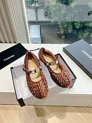 Chanel Mary Janes Wool Tweed, Imitation Pearls, Strass & Metal Brown, Red & Dark Blue 10mm - 1