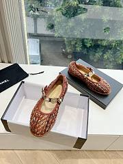 Chanel Mary Janes Wool Tweed, Imitation Pearls, Strass & Metal Brown, Red & Dark Blue 10mm - 2