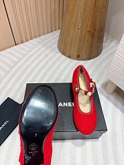 Chanel Mary Janes Wool Tweed, Imitation Pearls, Strass & Metal Red 60mm - 6