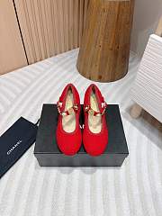 Chanel Mary Janes Wool Tweed, Imitation Pearls, Strass & Metal Red 60mm - 4