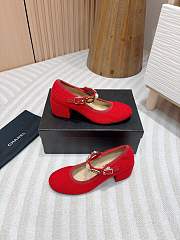 Chanel Mary Janes Wool Tweed, Imitation Pearls, Strass & Metal Red 60mm - 5