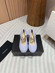 Chanel Mary Janes Iridescent Wool Tweed, Imitation Pearls, Strass & Metal Lilac 60mm  - 3