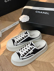 Chanel Canvas Lace Shoes Black White - 6