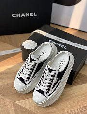 Chanel Canvas Lace Shoes Black White - 4