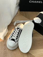 Chanel Canvas Lace Shoes Black White - 2