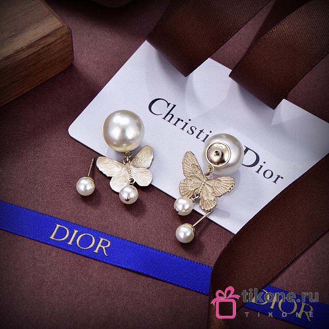 Dior Tribales Earrings Butterfly Gold-Finish White Resin Pearls  - 1