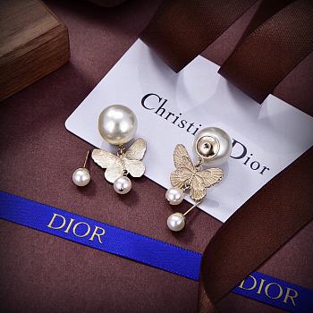 Dior Tribales Earrings Butterfly Gold-Finish White Resin Pearls 