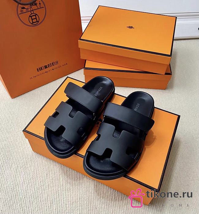 Hermes Chypre Sandals Black - 1