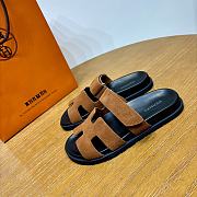 Hermes Chypre Sandals Brown Suede - 2