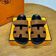 Hermes Chypre Sandals Brown Suede - 4