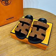 Hermes Chypre Sandals Brown Suede - 3