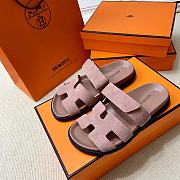 Hermes Chypre Sandals Pink Suede - 5