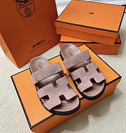 Hermes Chypre Sandals Pink Suede - 3