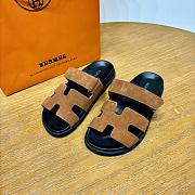 Hermes Chypre Sandals Brown Suede - 1