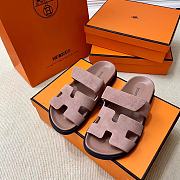 Hermes Chypre Sandals Pink Suede - 1