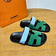 Hermes Chypre Sandals Green/ Blue Suede - 3