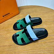 Hermes Chypre Sandals Green/ Blue Suede - 4