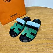 Hermes Chypre Sandals Green/ Blue Suede - 5