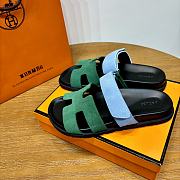 Hermes Chypre Sandals Green/ Blue Suede - 6