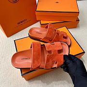 Hermes Chypre Sandals Orange Suede - 4