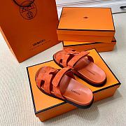 Hermes Chypre Sandals Orange Suede - 5